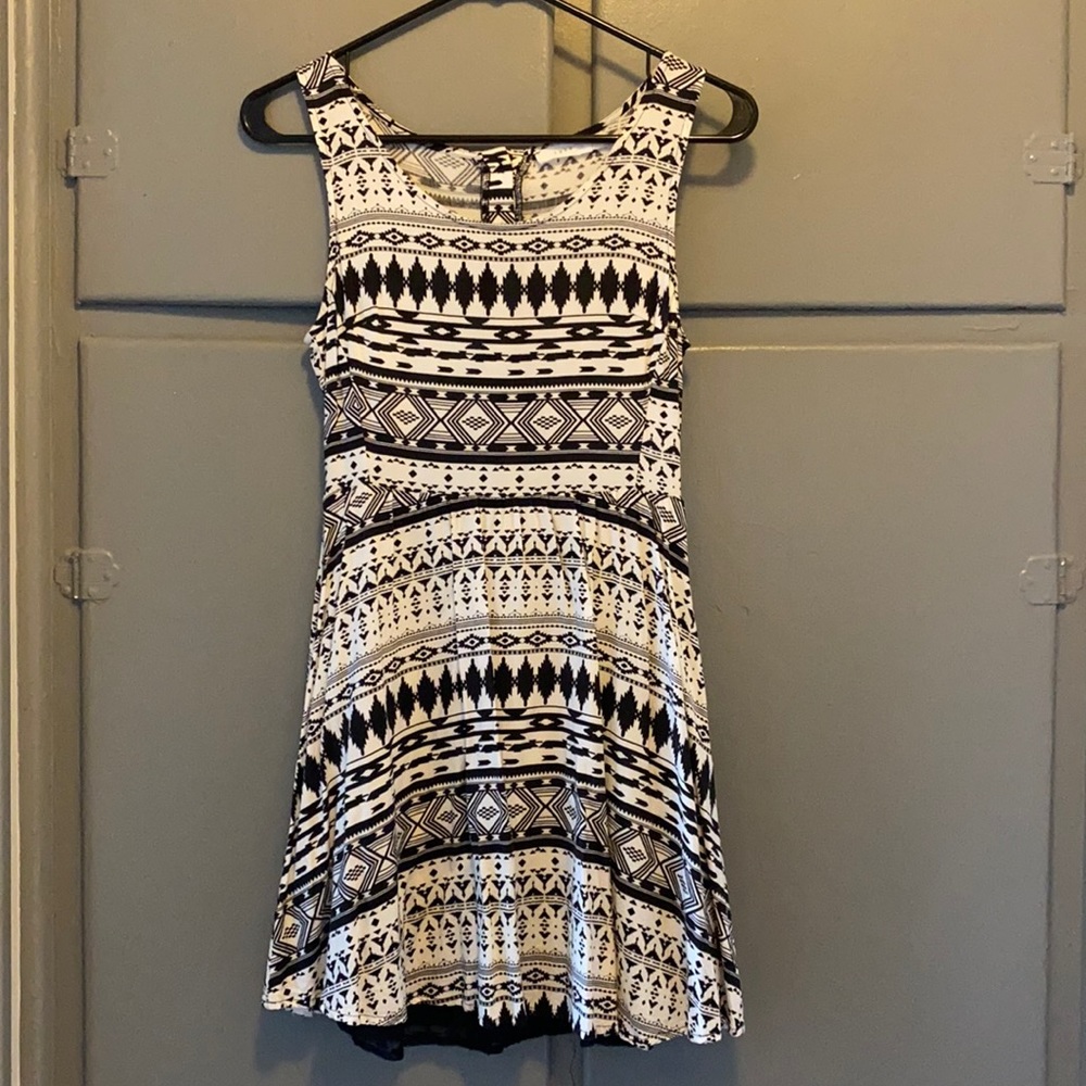 Black and white design dress